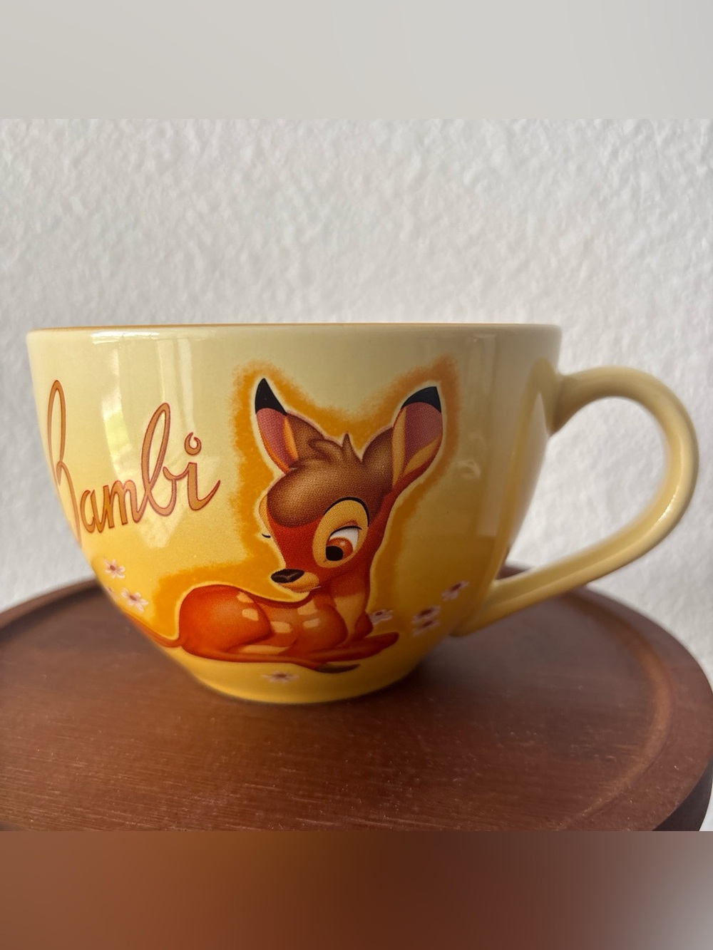 Disney Store Bambi Oversized Coffee Mug Soup Bowl Yellow Ceramic Cup